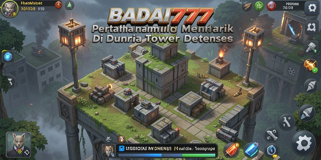 Gameplay BADAI777 menampilkan pertarungan Tower Defense yang seru dan strategis.