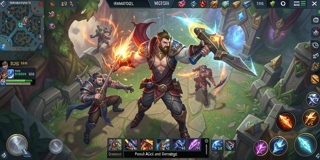 Tampilan aksi seru dalam permainan MOBA IRAMATOGEL.