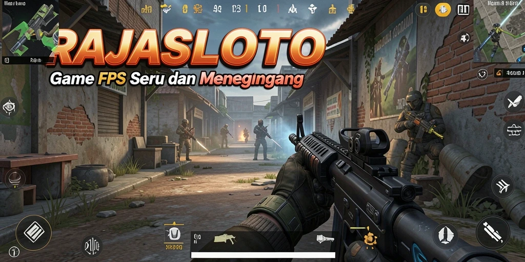 Tangkapan layar RAJASLOTO menunjukkan aksi FPS yang mendebarkan.