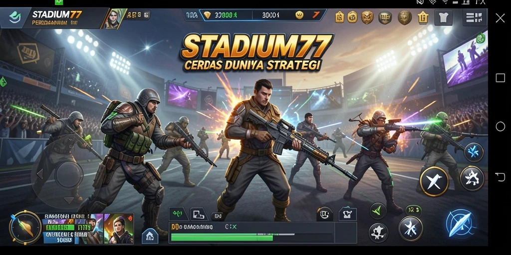 Tampilan layar gameplay STADIUM77 yang mendebarkan dan penuh strategi.
