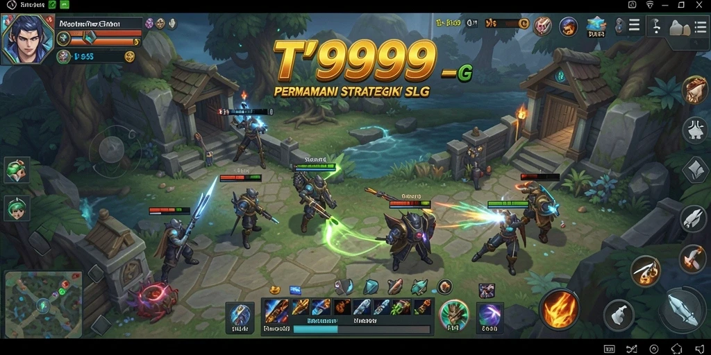 Screenshot gameplay T9999 menampilkan aksi dinamis dalam pertempuran SLG.